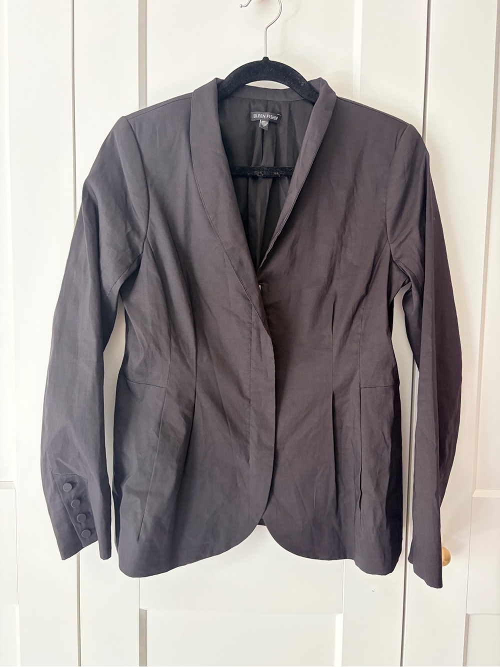 Eileen Fisher Black Zipper Front Blazer | S